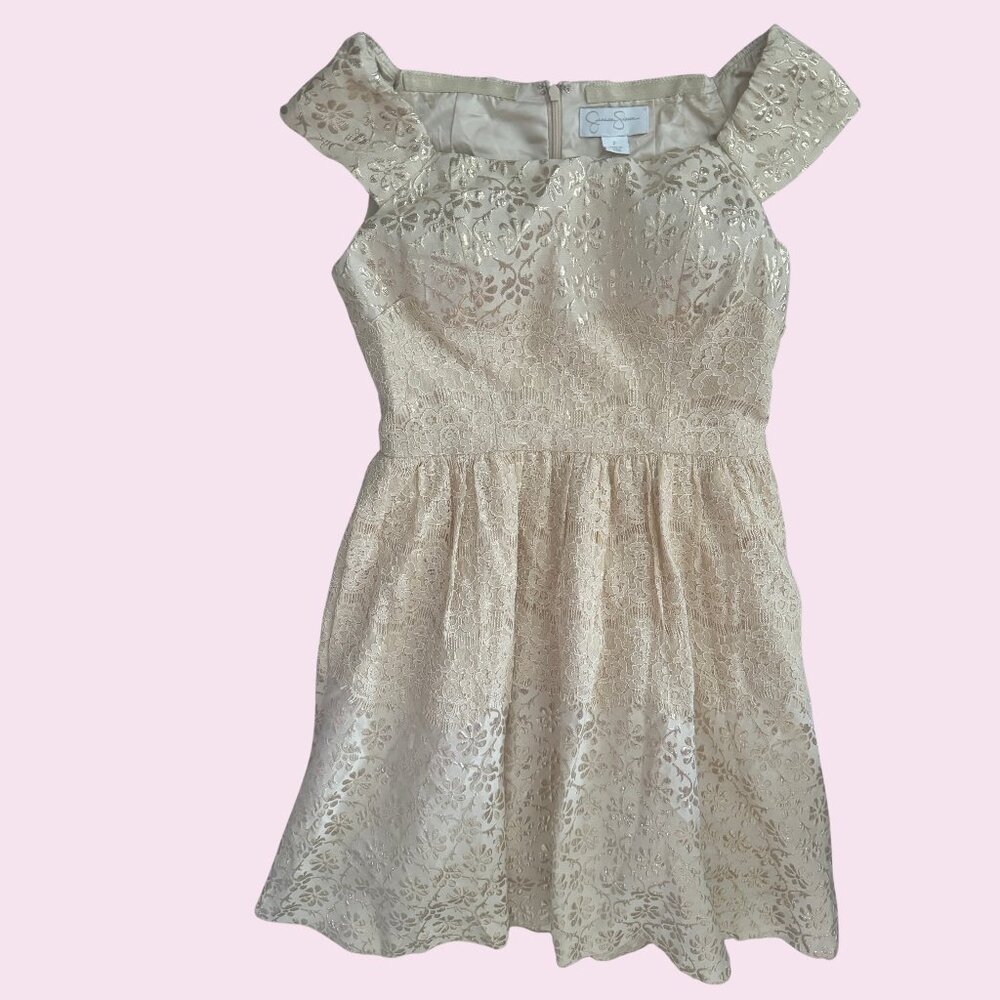 Jessica Simpson Size 2 Gold Floral Dress